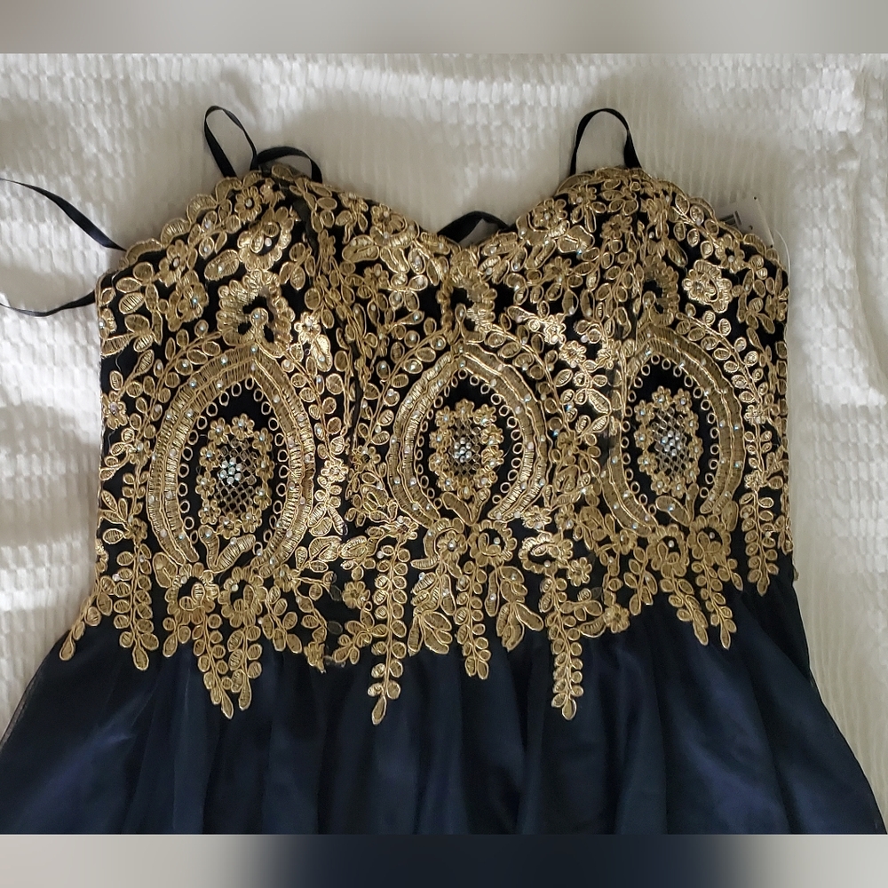 City Studio 16w Navy Ink and Gold dress